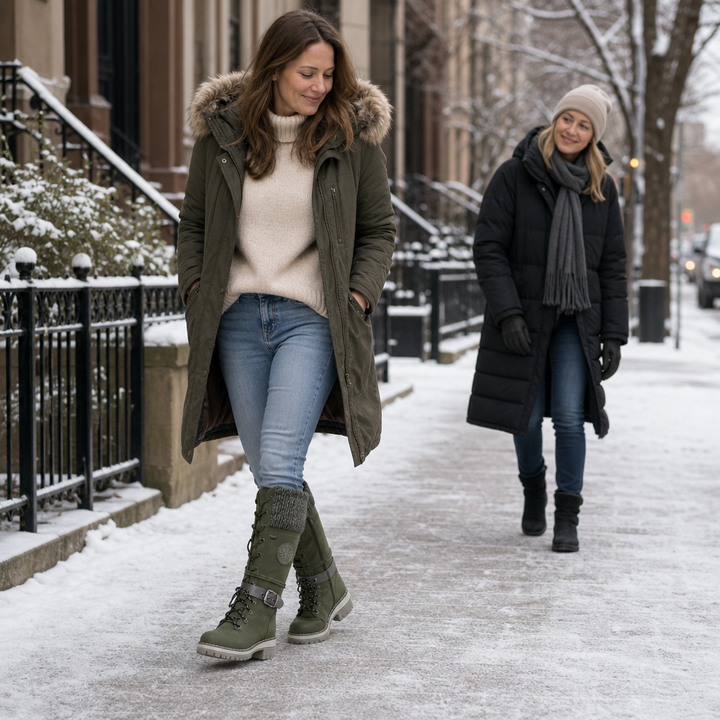 Knit Cuff Lace Up Tall Winter Boots