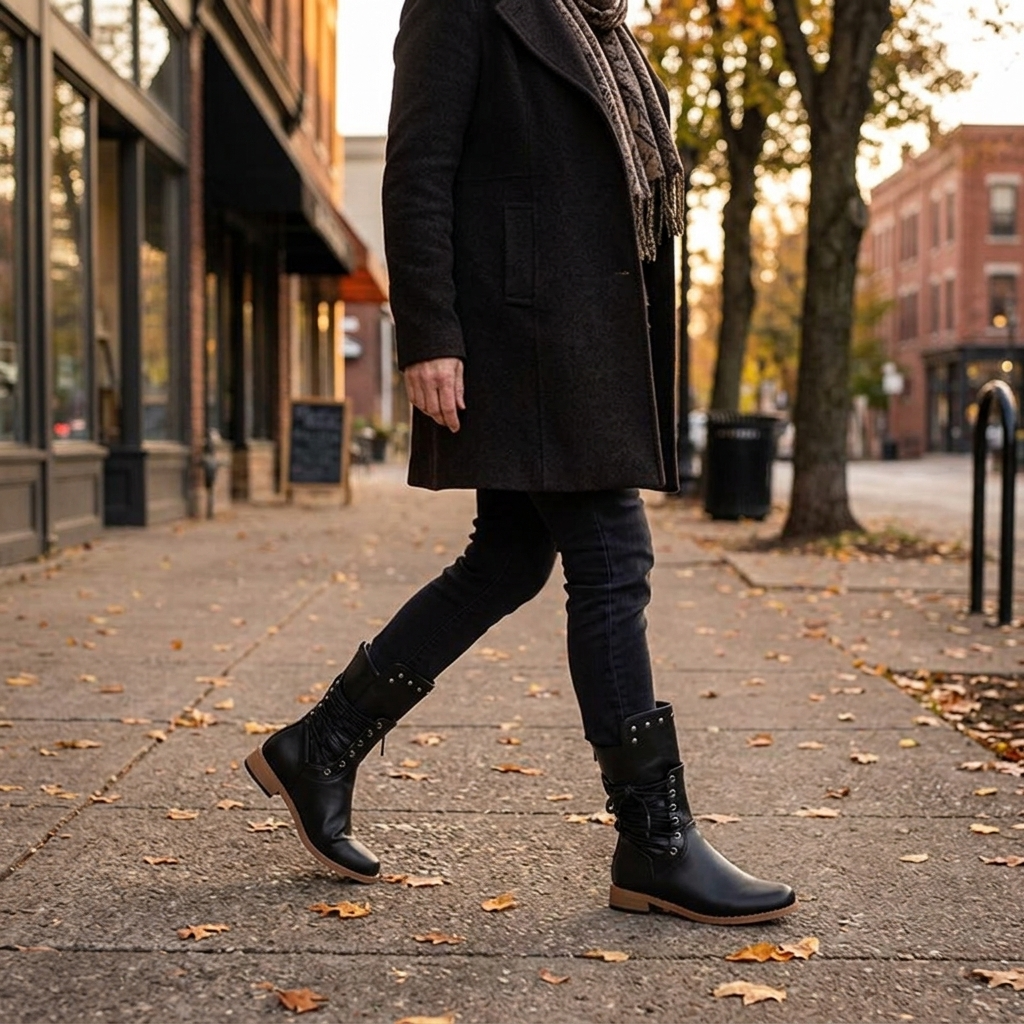 Wool Lined Studded Lace Up Boots