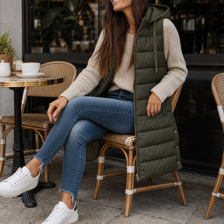 Longline Hooded Quilted Vest