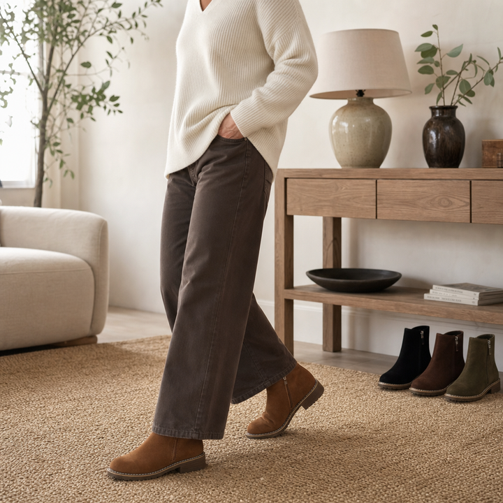 Faux Shearling Lined Suede Ankle Boots