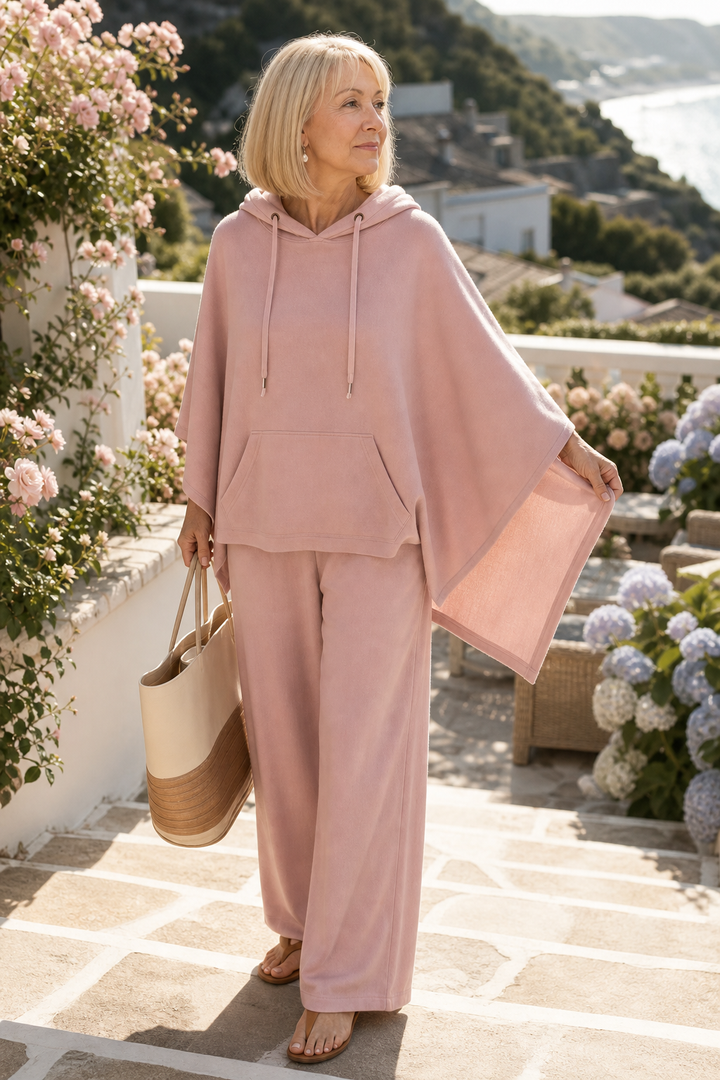 Hooded Cape And Wide Leg Trouser Set