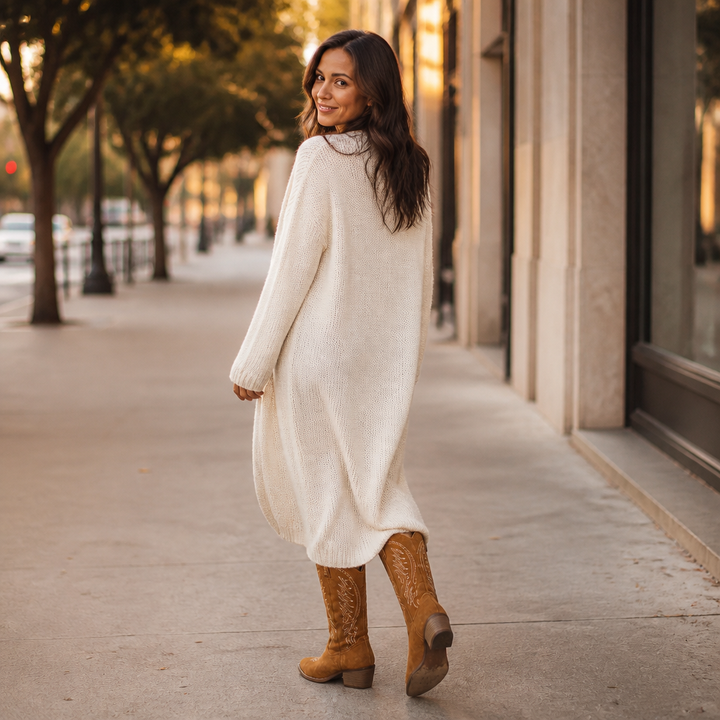 Embroidered Suede Knee High Western Boots