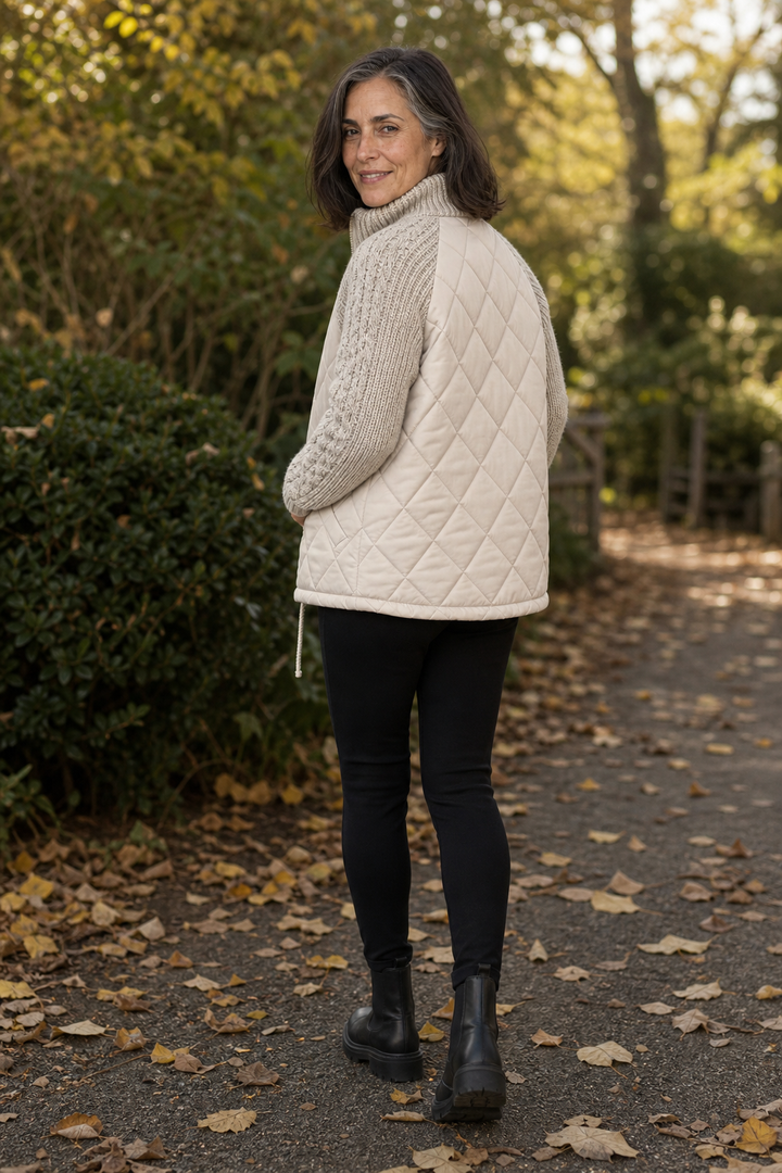 Knit Panel Quilted Patchwork Puffer