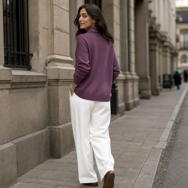 Shawl Collar Ribbed Knit Pullover