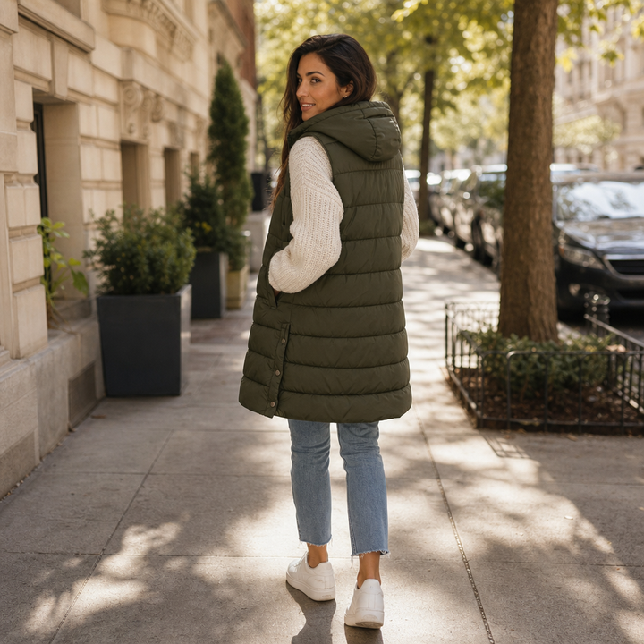 Longline Hooded Quilted Vest