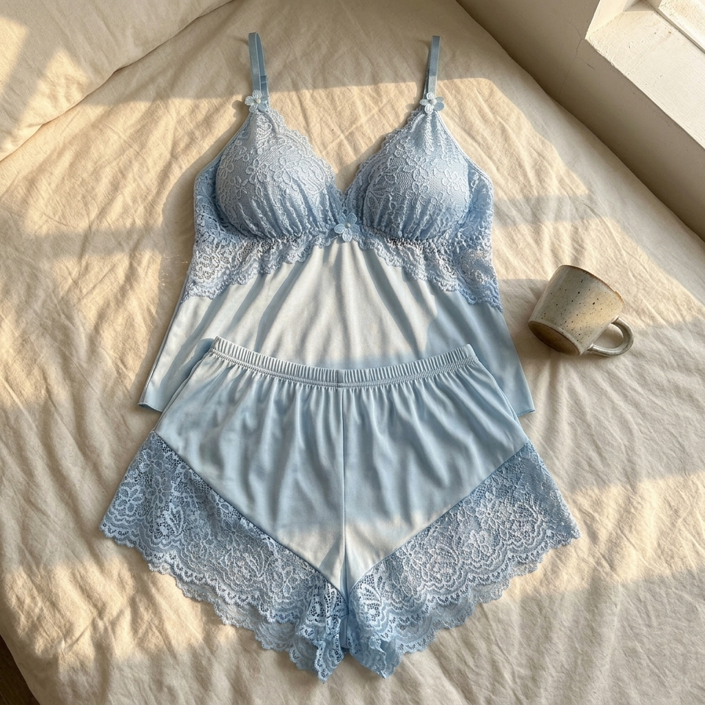 Satin Lace-Bust Cami Set