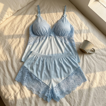 Satin Lace-Bust Cami Set