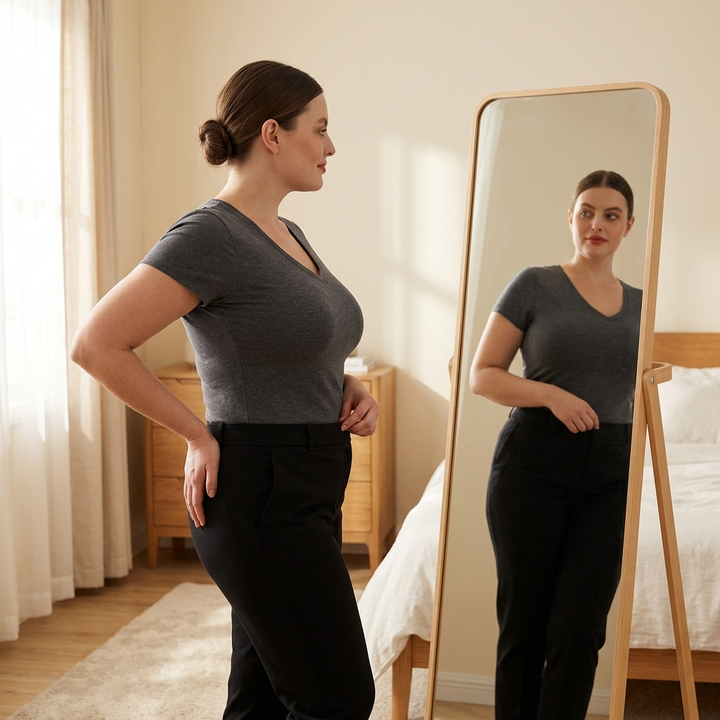 Semi-Fixed Cup Deep-V Bra