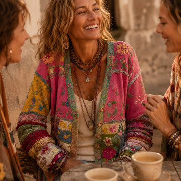 Floral Patchwork Knit Cardigan
