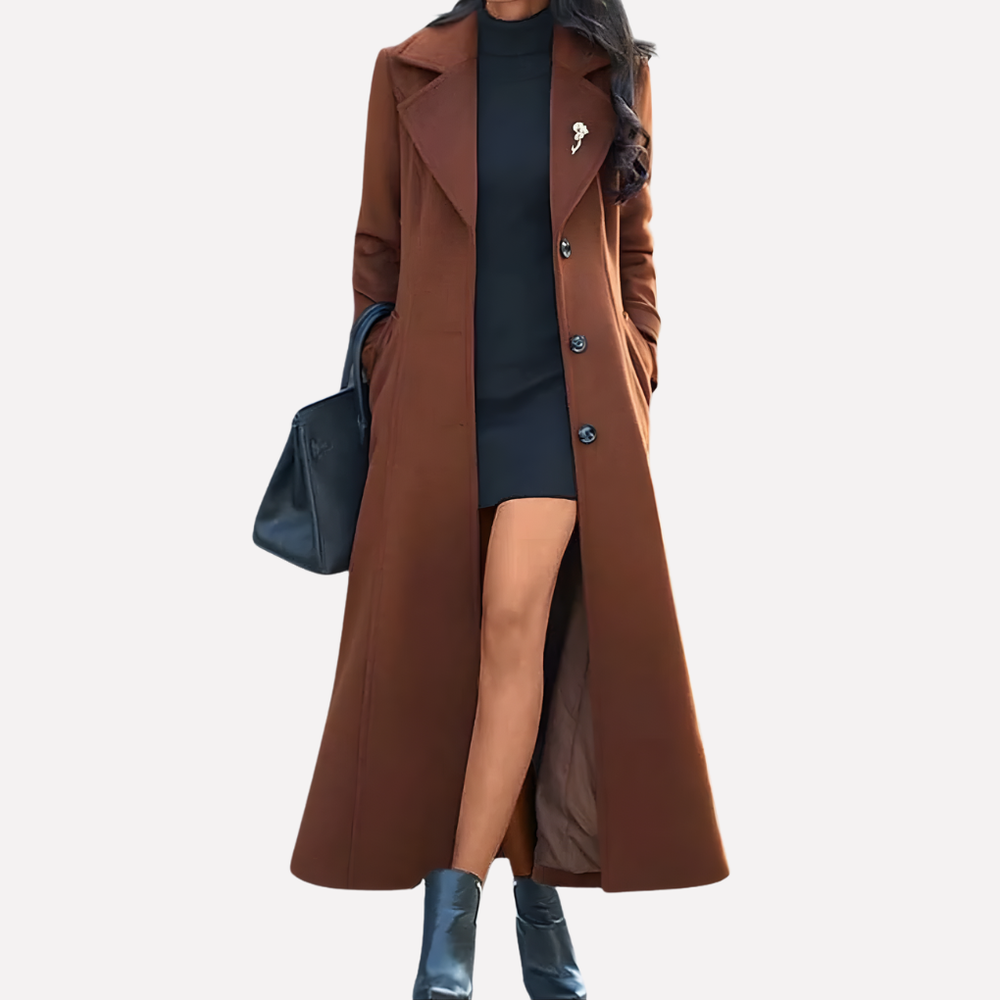 Long Double-Breasted Trench Coat | Valenira