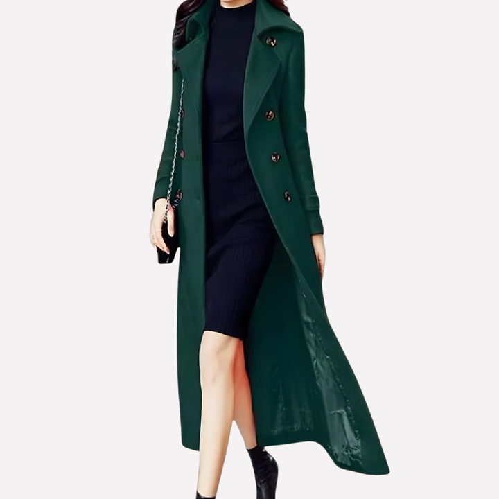 Long Double-Breasted Trench Coat | Valenira