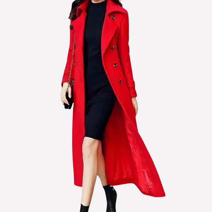 Long Double-Breasted Trench Coat | Valenira