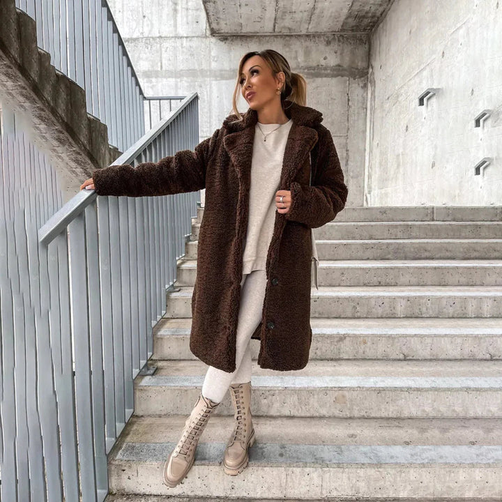 Long Teddy Lapel Coat | Valenira