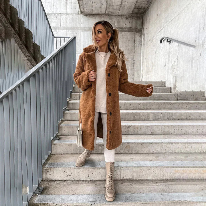 Long Teddy Lapel Coat | Valenira