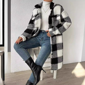 Longline Teddy Check Coat