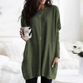 Longline Tunic Knit Sweater in Khaki | Valenira