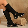 Lug Sole Knee Boots in Beige | Valenira