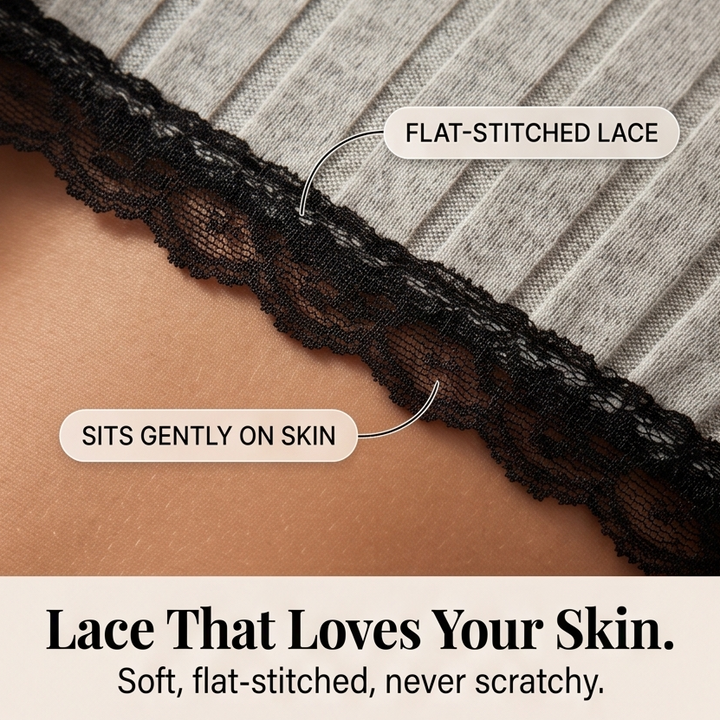 Ribbed Lace-Trim Cami Set