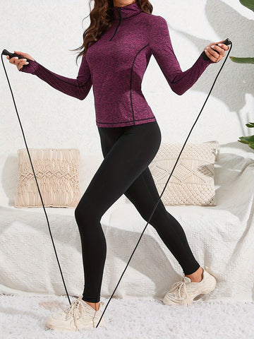 Marled Half Zip Top