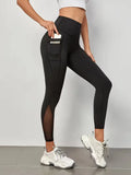 Mesh Panel Leggings in Navy | Valenira