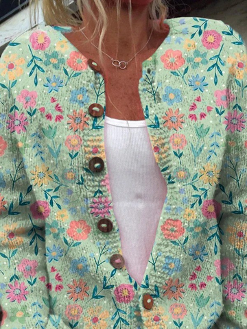 Trailing Foliage Print Cardigan