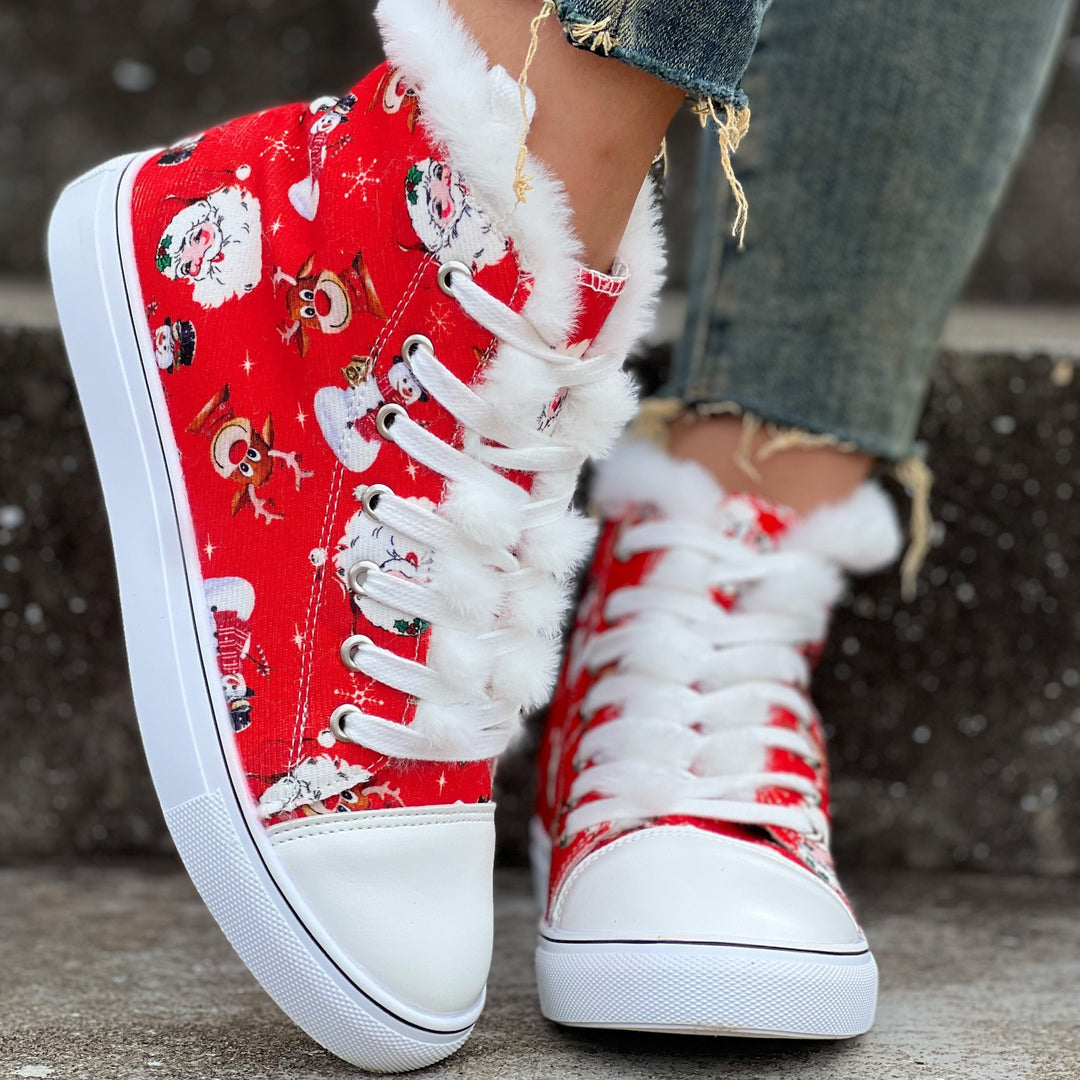 Santa Print High Top Sneakers