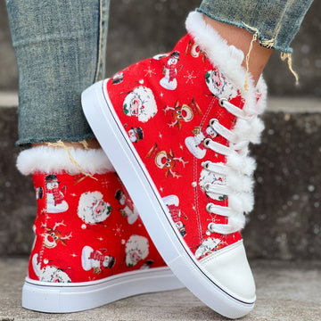 Santa Print High Top Sneakers