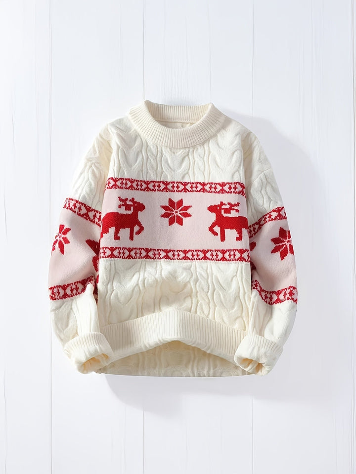 Reindeer Band Cable Knit Sweater