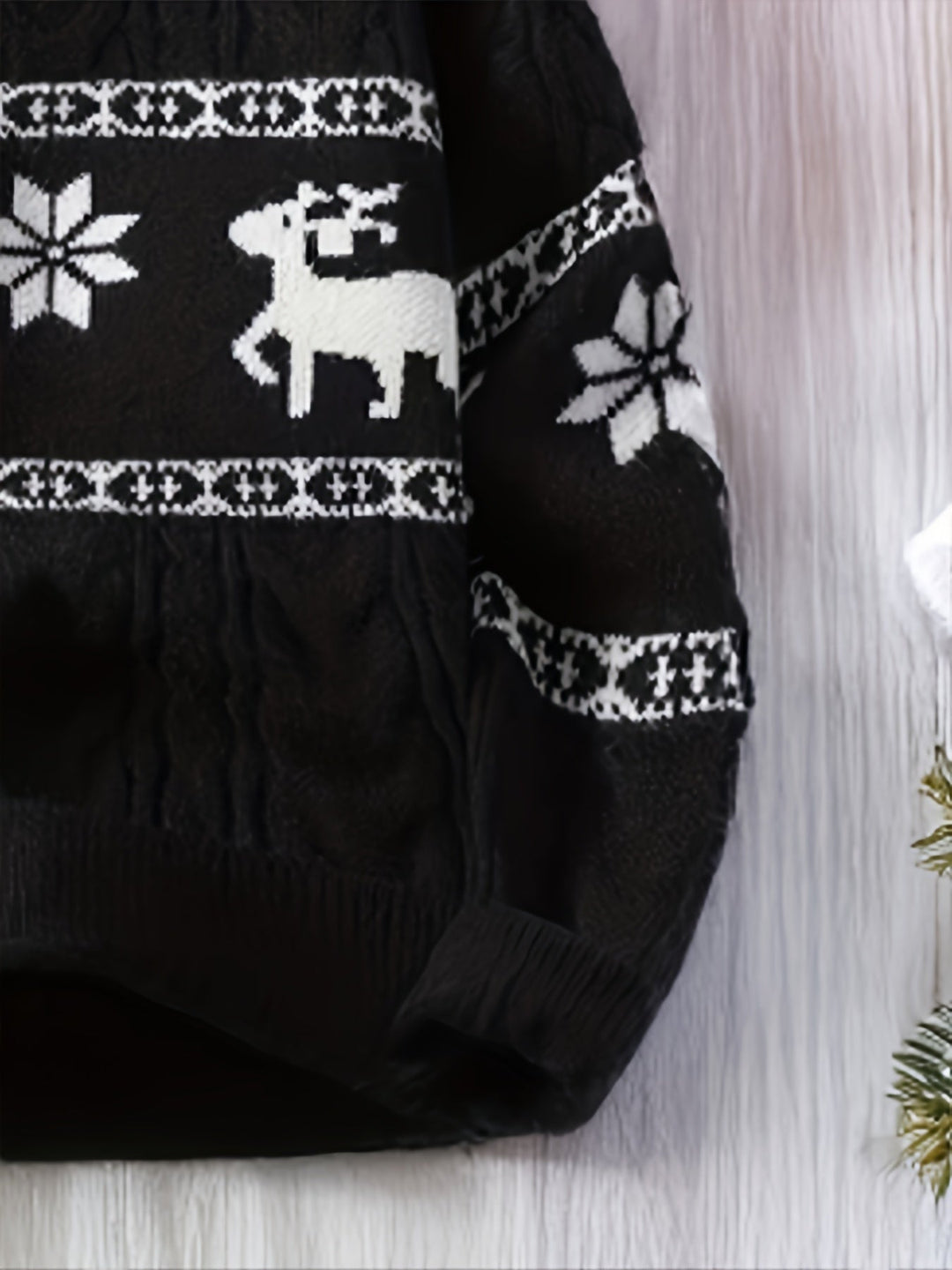 Reindeer Band Cable Knit Sweater
