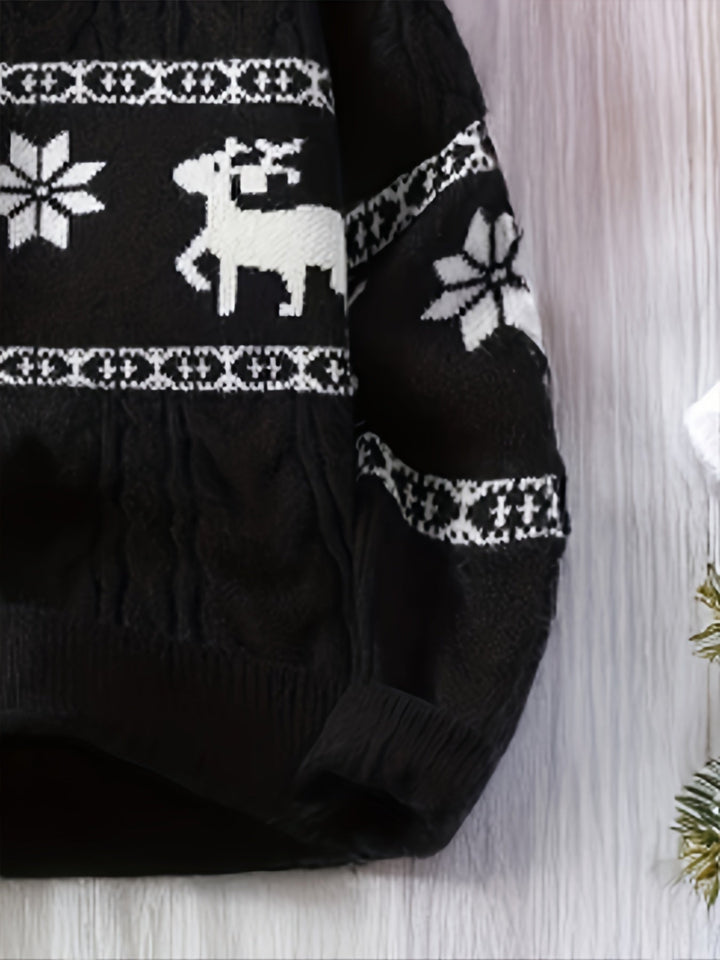 Reindeer Band Cable Knit Sweater