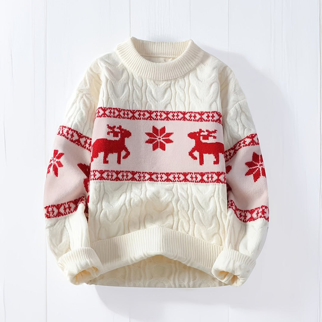 Reindeer Band Cable Knit Sweater