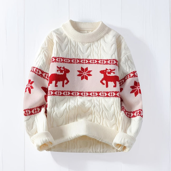 Reindeer Band Cable Knit Sweater