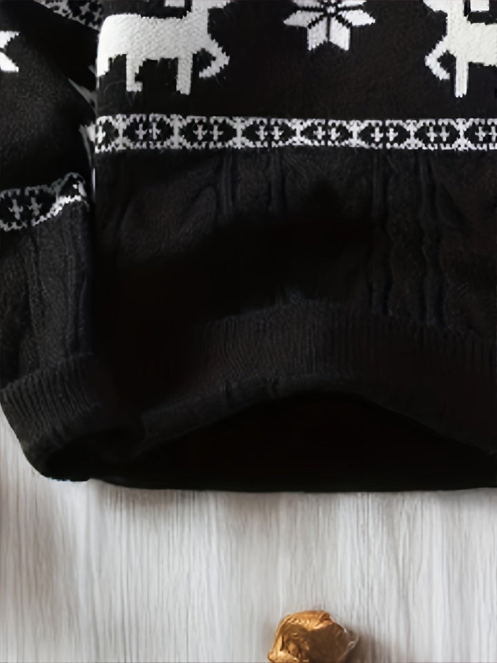 Reindeer Band Cable Knit Sweater