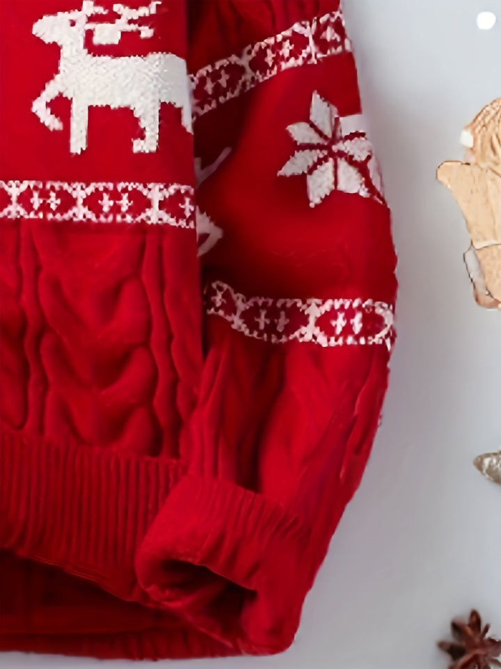 Reindeer Band Cable Knit Sweater