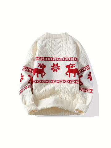 Reindeer Band Cable Knit Sweater