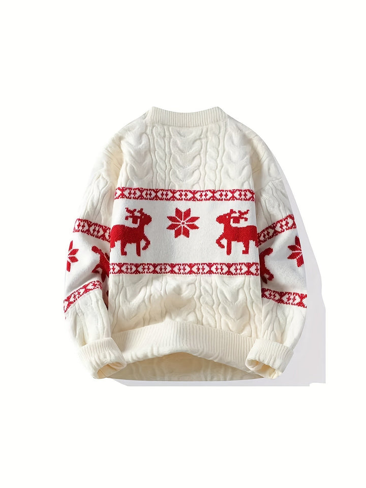 Reindeer Band Cable Knit Sweater