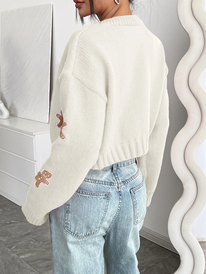 Gingerbread Cropped Open Cardigan