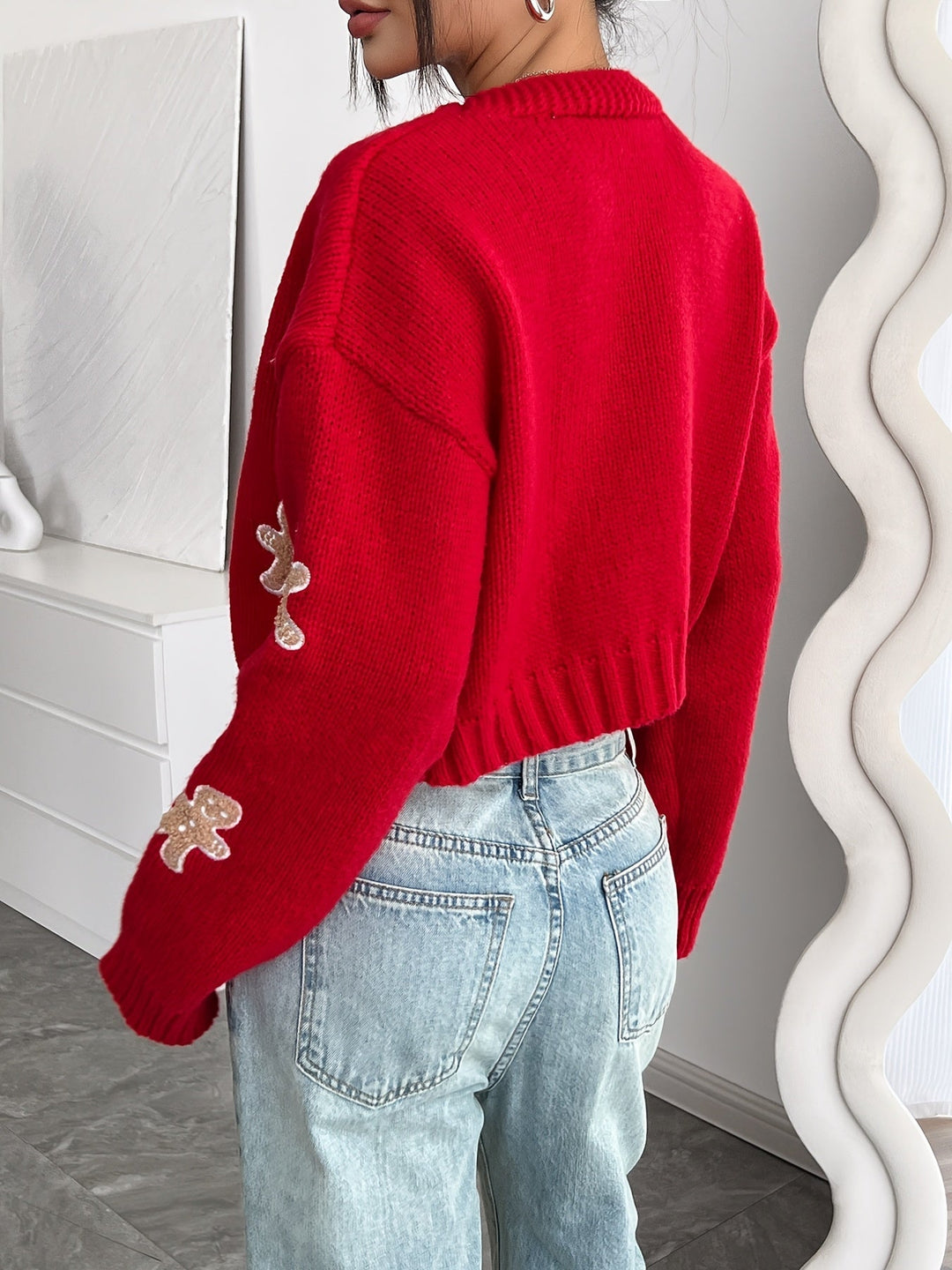 Gingerbread Cropped Open Cardigan