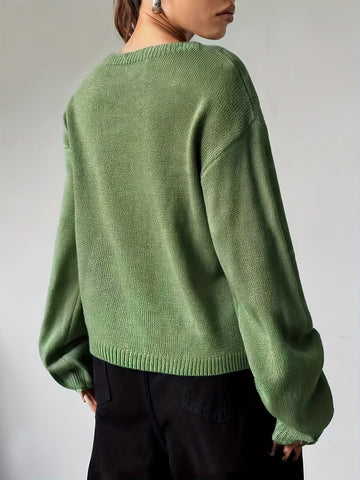 Skull Graphic Crew Neck Sweater