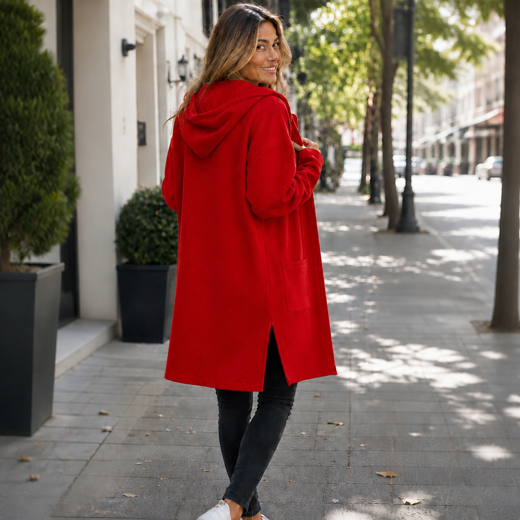 Longline Hooded Zip Front Coat
