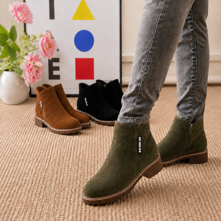 Faux Shearling Lined Suede Ankle Boots