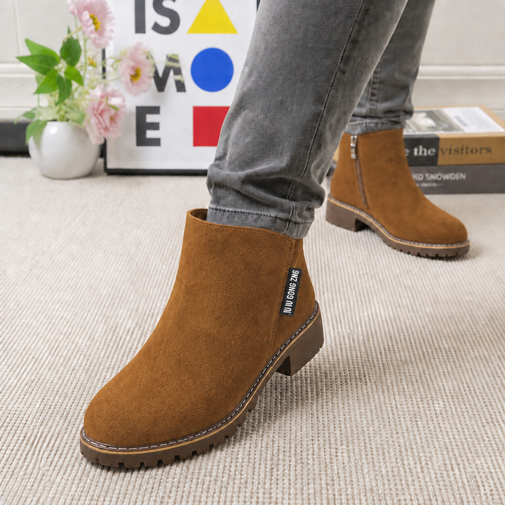 Faux Shearling Lined Suede Ankle Boots