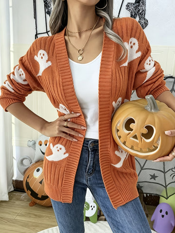 Retro Ghost Loose Knit Cardigan