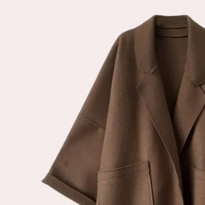 Oversized Wide-Lapel Open Coat | Valenira