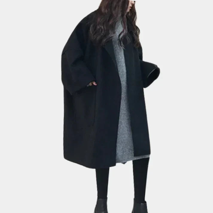 Oversized Wide-Lapel Open Coat | Valenira