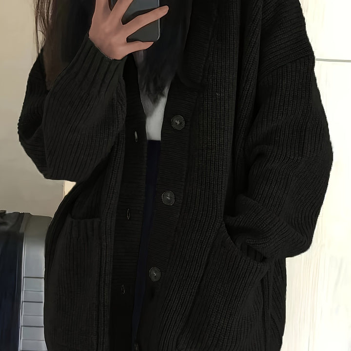 Oversized Ribbed Button Cardigan | Valenira