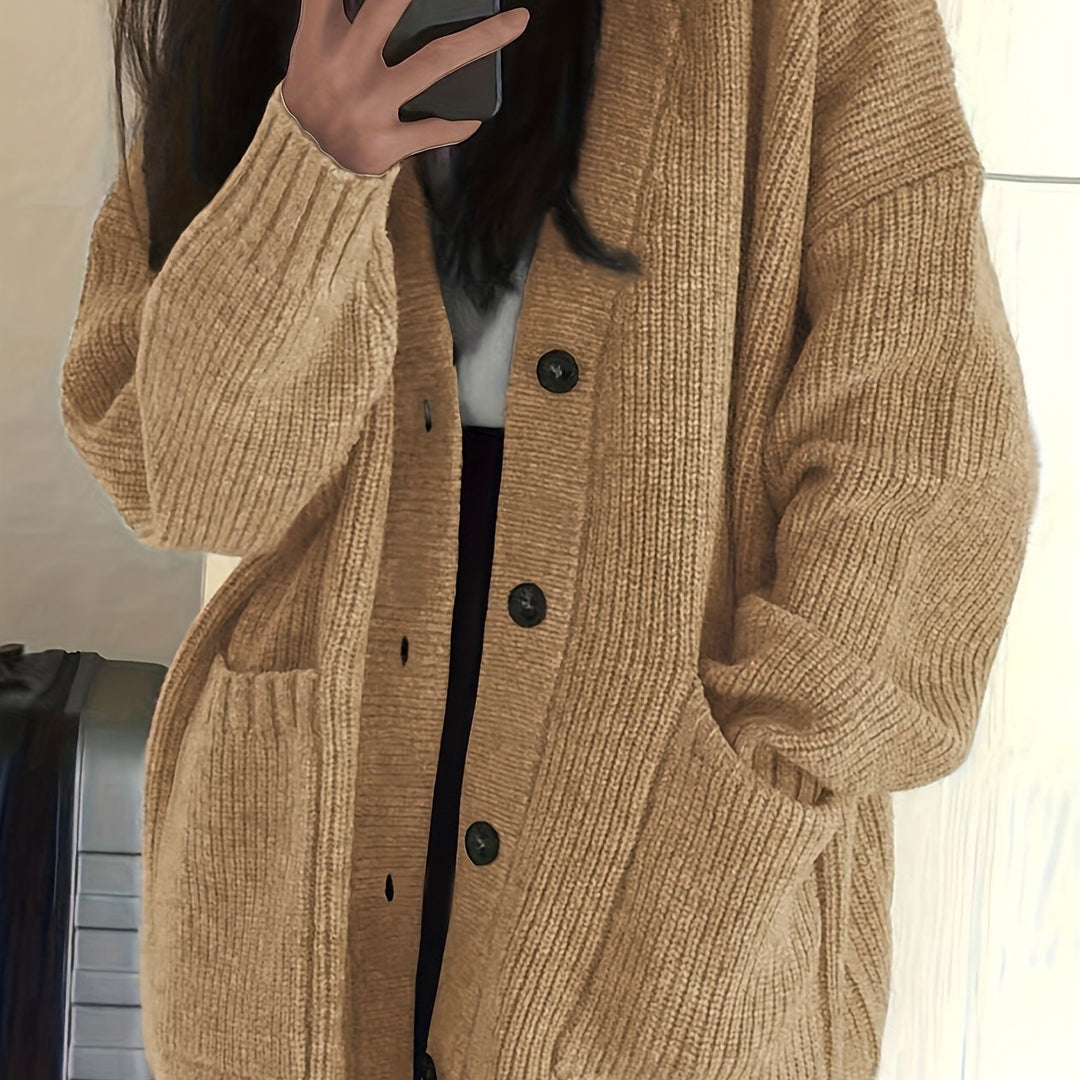 Oversized Ribbed Button Cardigan | Valenira