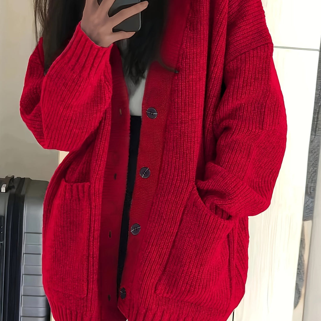 Oversized Ribbed Button Cardigan | Valenira