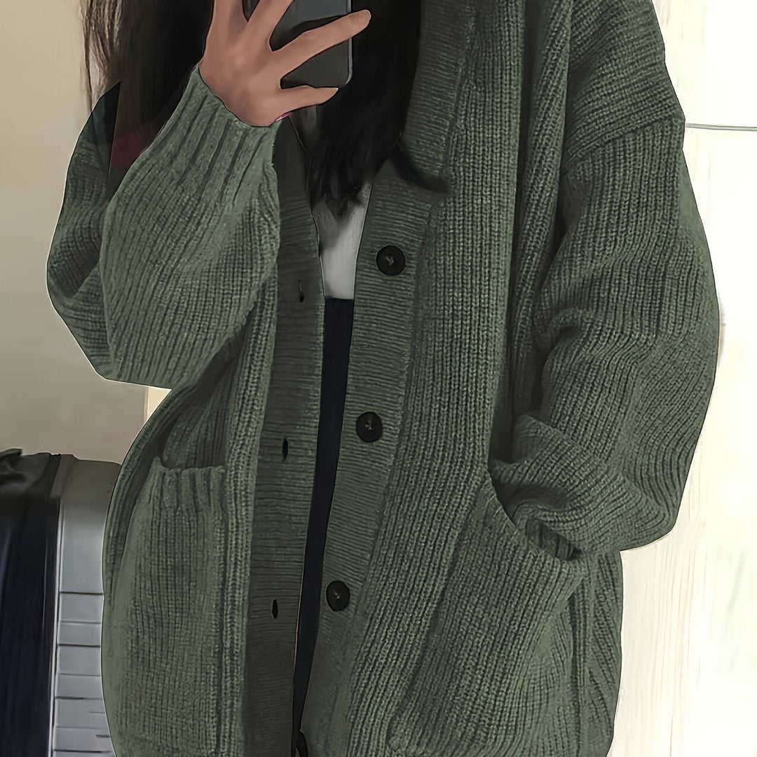 Oversized Ribbed Button Cardigan | Valenira