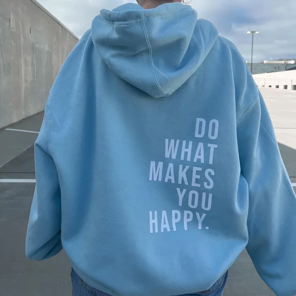Oversized Slogan Print Hoodie in Light Blue | Valenira